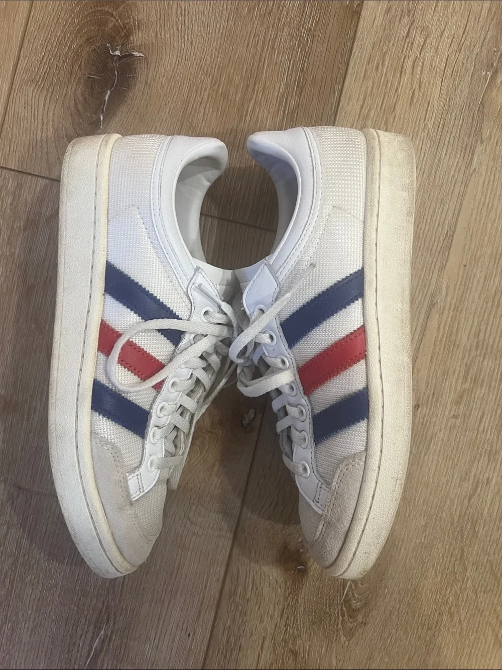 adidas Americana blue red White Sneakers with Red and Blue Side Stripes
